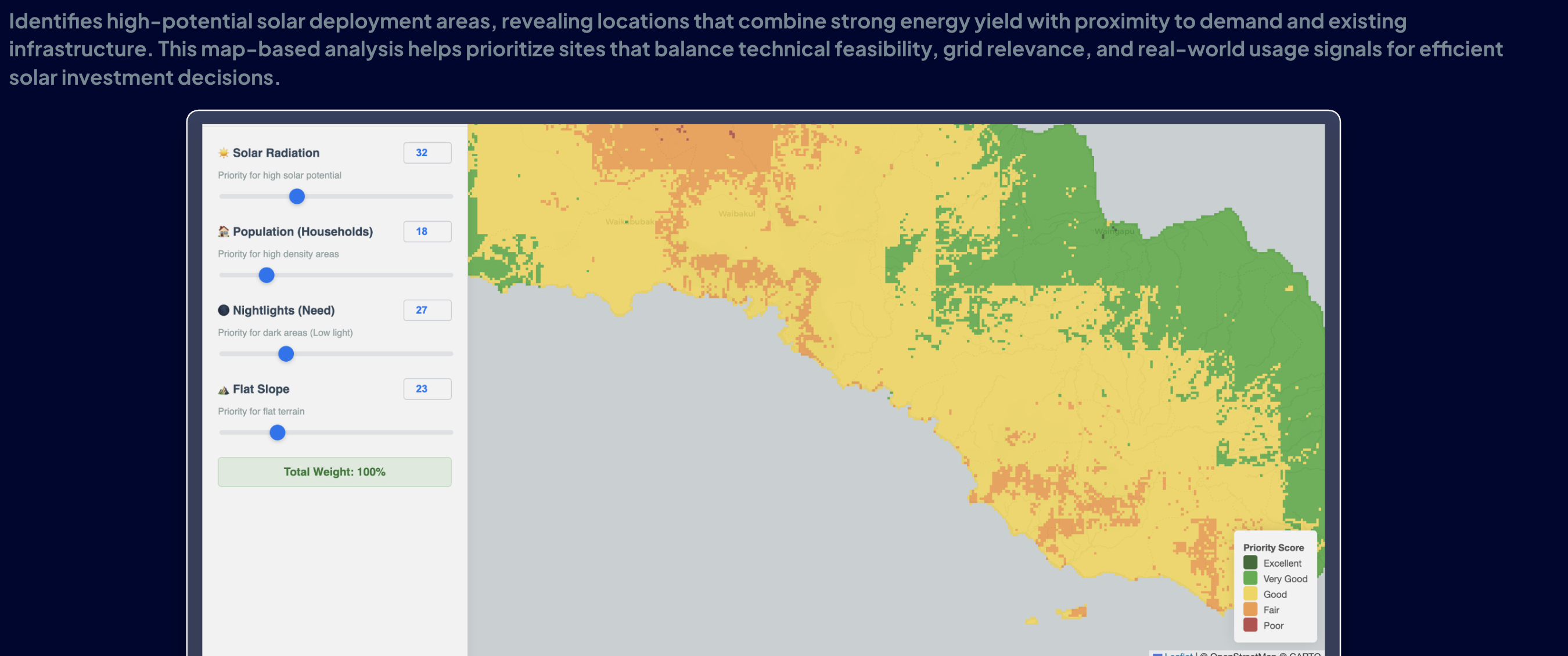 Solar Panel Site Suitability Map
